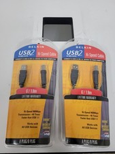Lot of 2 Belkin USB2 Hi-Speed Cable  A Plug To B Plug 6 Feet 480 MBPS picture