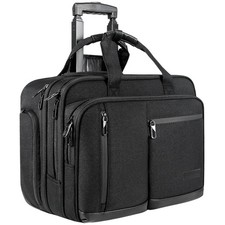 Stylish Black Rolling Laptop Bag, Overnight Travel Briefcase picture