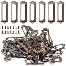 50 Pcs Metal Library Label Holders File Cabinet Label Frames w/ Screws, 60x17mm picture
