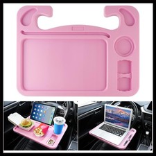 Pink Car Steering Wheel Desk for Laptop and Food - Versatile 4-in-1 Travel Table picture