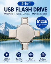 512GB USB 3.0 Flash Drive 4-in-1 USB-C Lightning Micro USB OTG iPhone Android picture