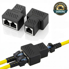 2Pcs RJ45 Splitter Adapter 1 to 2 Way LAN Ethernet Cable Connector Network Plug picture