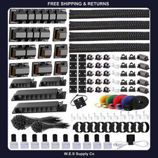 327 Piece Cable Management Kit Cord Organizer Sleeves Clips Ties Black picture