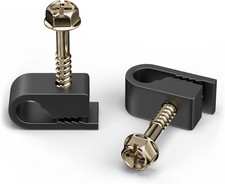 Single Cable Clips with Screws - 1/4 Inch Coaxial Cable Clamps Outdoor - Exterio picture