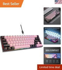 Stylish 68-Key Backlit Gaming Keyboard - Pink-Black, Type-C Wired Connection picture