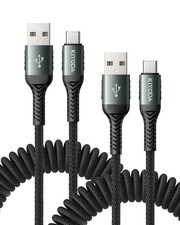USB to C Cable [2Pack 3FT] Coiled C Fast 3FT - 2Pack, Black  picture