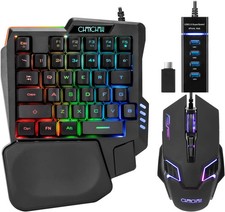 One Handed Half Keyboard Mouse USB Spilitter Type-C Adapter Gaming Combo with... picture