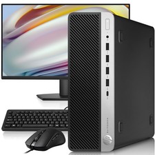 HP 705 G4 Desktop PC AMD Ryzen 2400G 32GB RAM 1TB SSD 1TB HDD 24” LED WiFi Win11 picture
