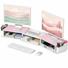 OPNICE Desk Organizers and With drawer pen holder, Pink-White picture