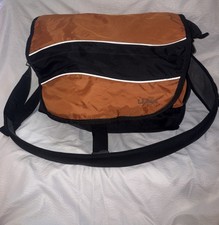 LL Bean Travel Messenger Laptop Cross Body Bag Orange/Black Multi Compartments picture
