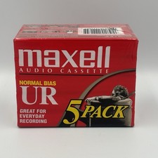 Maxell UR 90 Cassette Tape (5PK) Normal Bias 108562 / 90 Minute Audio Tape -NEW picture