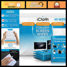 XL Screen Cleaning Wipes - Lint-Free, Streak-Free, Fast-Drying, 60 Count for Dus picture