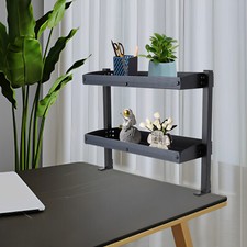 Desktop or Under-Desk Shelf Clamp-on 2-Tier Shelving W/ Adjustable Storage Tray~ picture