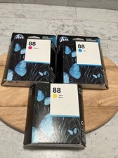 Lot of 3 Genuine Sealed HP 88 Color Ink Cartridges 2019-20 Cyan Magenta Yellow picture