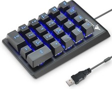 Number Pad Mechanical USB Wired Numeric Keypad w/ Blue LED Backlit 22 Key Numpad picture