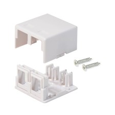 50 Pack Surface Mount Box 2 Port Double Hole Keystone Jack Cat5e/Cat6 White picture
