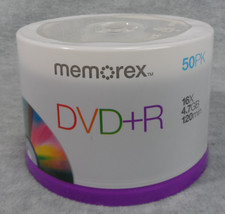 Memorex DVD+R Discs 50 Pack 16X Blank 4.7GB 120 Min Recordable - New/Sealed picture