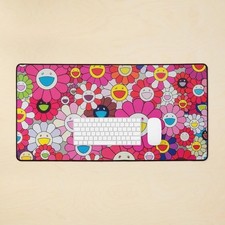 Colorful Flower Desk Mat with Rainbow Sunflower Gaming Mouse Pad Accessories picture
