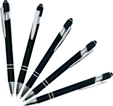 Pack of 5 Rubberized Comfort Soft Touch 2 in 1 Ballpoint Pen Capacitive picture