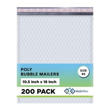 Arctic White Bubble Mailers 10.5x16 Poly Padded Envelopes #5 200 Pack picture