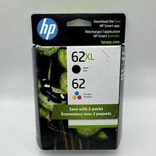 HP 62XL Black & 62 Color Ink Cartridges Genuine Factory, Sealed ￼ Exp 12/23 picture