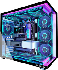 MUSETEX Y6 PC Case, Pre-Installed 7 Infinity Mirror PWM ARGB Fans, ATX Mid Tower picture