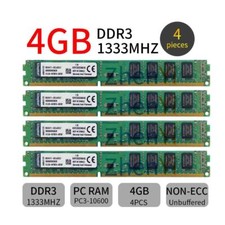 Kingston 16GB Kit 4x4GB PC3-10600U DDR3 1333MHz KVR1333D3N9/4G Desktop Memory AB picture