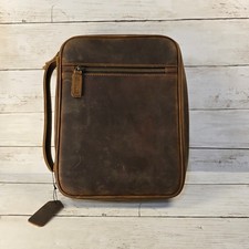 Distressed Brown Leather Tech Organizer Travel Case Electronics Bag picture