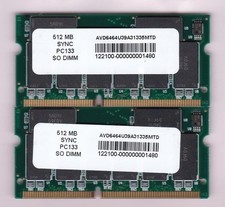 1GB 2x512MB PC133 SDR SDRAM 144-Pin Non-ECC Laptop SO-DIMM RAM Memory Kit #TN25 picture