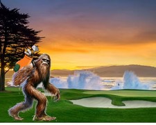 Bigfoot Plays Pebble Beach Golf Course  Mousepad 7 x 9 Vintage mouse pad Fun picture