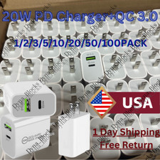 20W PD QC Fast Charger USB C Power Adapter Block For iPhone 14 13 12 15 XR 8 Lot picture