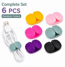 6 Silicone Cable Organizer Clips Cord Wrap Holders for Charger Wire Storage picture