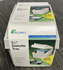 3.5” Diskette Tray Fellowes 90135 Dove Gray Color Holds 40 Disks 1994 Vintage picture