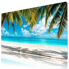 Summer Beach Mouse Pad Blue Ocean Palm Tree Computer Desk Mat Large Gaming Mo... picture