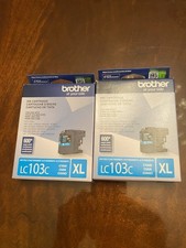 Lot/2 Genuine Brother LC103C XL Cyan High Yield Ink Cartridges New Sealed Boxed picture
