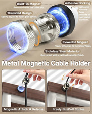 Magnetic Cable Clips 4Pcs, Stainless Steel Cord Anchor, Metal Silver picture