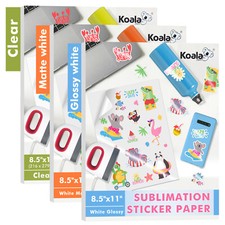 Lot Koala Sublimation Sticker Paper Waterproof, Glossy White/Matte White /Clear picture