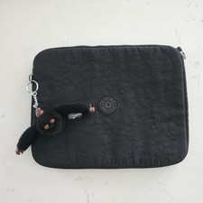 Kipling Black Padded Tablet/ Kindle  Sleeve with Davina Monkey Keychain picture