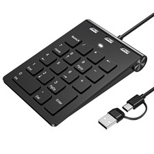 18 Key Wired Numeric Keypad with 3 Port USB 2.0 Hub, USB & USB A Slim Portabl... picture