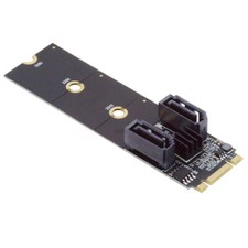 Cablecy  NGFF Key B+M PCI Express to SATA 3.0 6Gbps Dual Ports Vertical Adapter picture