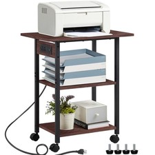 3-Tier Printer Stand with Charging Station, Rolling Printer Table picture
