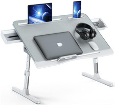 Mesa portátil plegable ajustable con cajones para cama sofá oficina hogar, Nuevo picture