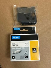 18051 DYMO RHINO WHITE HEAT SHRINK TUBING - 6MM, BLACK TEXT (P/N: 18051) picture