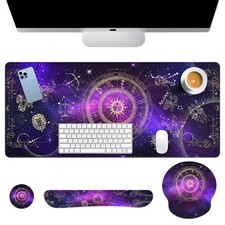 Arttown Sun Space Galaxy Desk Mat Constellation Astrology Mouse Pad Set 4 in 1 picture