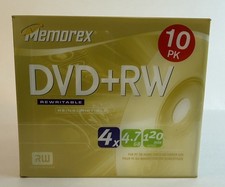 Vintage Memorex 10 PK DVD + RW Discs 4 x 4.7 GB 120 Min Video New Factory Sealed picture