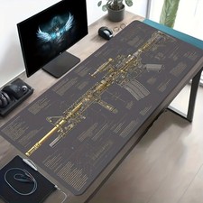 1pc Large Esports Gaming Mouse Pad, Golden Gun Mechanical Exploded View Patter picture