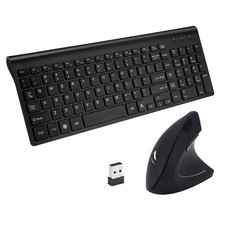2.4GHz Wireless Vertical Ergonomic Mouse and Keyboard Combo Ultra-Thin Portab... picture