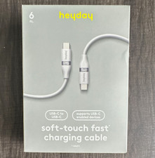 heyday 6 ft USB-C to USB-C Fast Charging USB Cable, Gray, 1:1 picture
