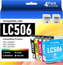 LC506 4-Pack Ink Cartridges Combo Pack Replacement for Brohter Printers T50-12 picture
