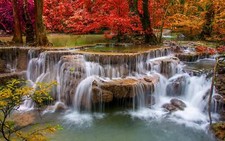 Landscape nature waterfall park garden plants outdoors r Custom Gaming Mat Desk picture